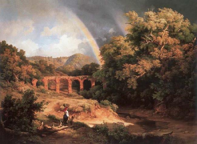 Karoly Marko the Elder Italian Landscape with Viaduct and Rainbow France oil painting art